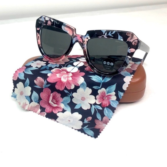 New KOMONO sunglasses The Stella Cateye Floral Black and Pink - Picture 3 of 7